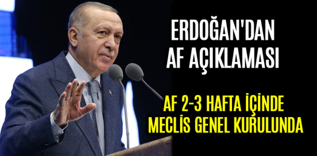 ERDOĞAN'DAN AF AÇIKLAMASI AF 2-3 HAFTA İÇİNDE MECLİS GENEL KURULUNDA