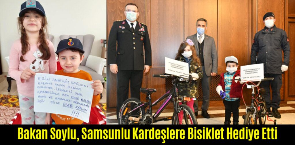 Bakan Soylu, Samsunlu Kardeşlere Bisiklet Hediye Etti
