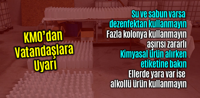 Kimya Mühendisleri Odası'ndan Dezenfektan Uyarısı