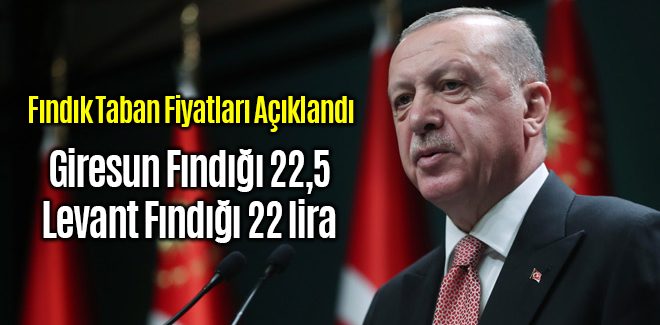 Cumhurbaşkanı Erdoğan, Fındık Taban Fiyatlarını Açıkladı