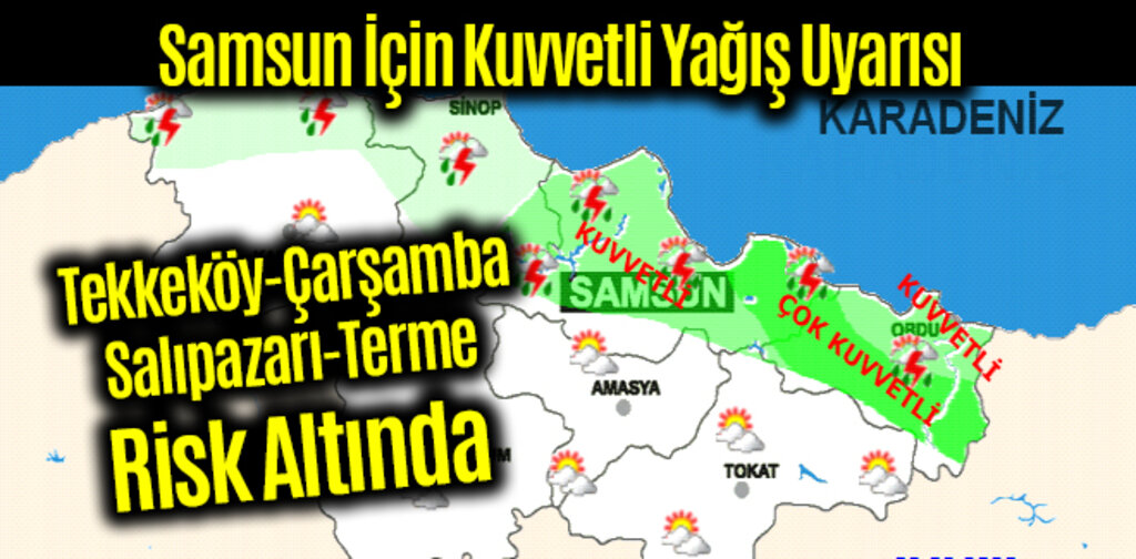 Samsun İçin Kuvvetli Yağış Uyarısı