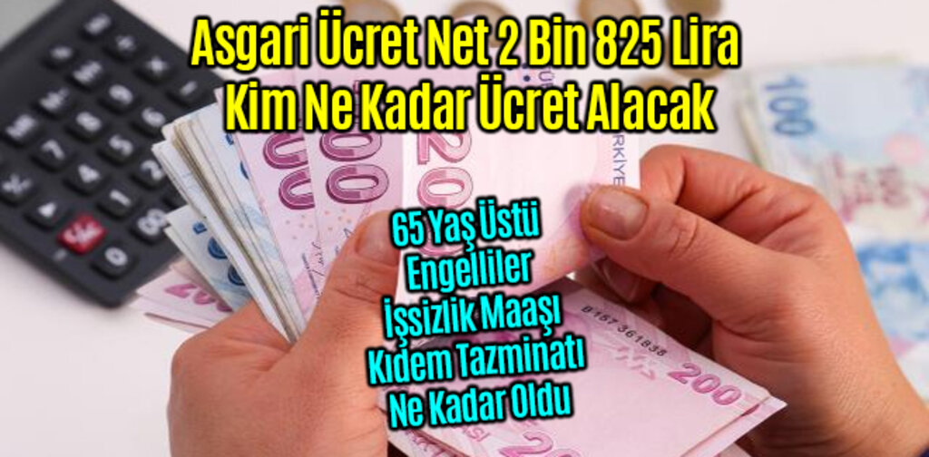 Asgari Ücret Net 2 Bin 825 Lira Kim Ne Kadar Ücret Alacak