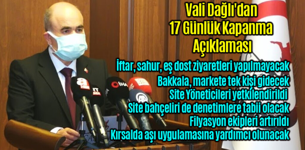 Vali Dağlı'dan 17 Günlük Kapanma Açıklaması