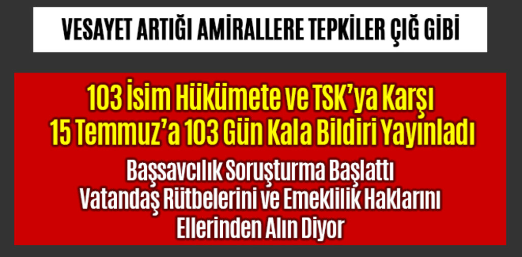 Vesayet Artığı Emekli Amirallere Tepkiler Çığ Gibi