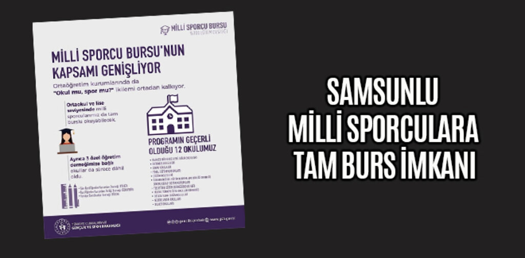 SAMSUNLU MİLLİ SPORCULARA TAM BURS İMKANI