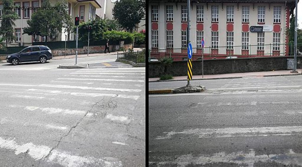 Okul önlerinde yok olan yaya çizgileri tehlikeye davetiye çıkarıyor