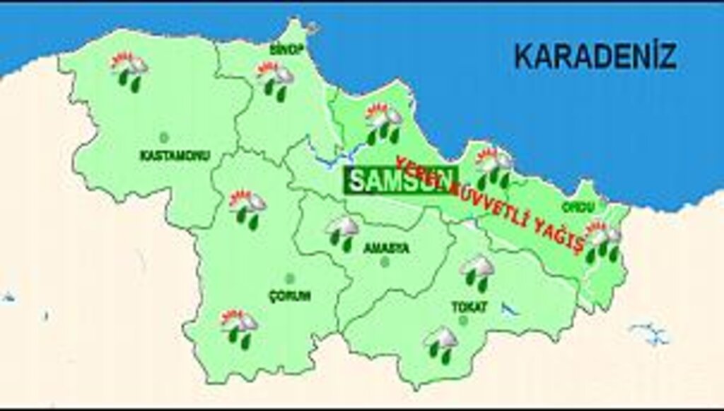Samsun için kuvvetli yağış ve dolu uyarısı