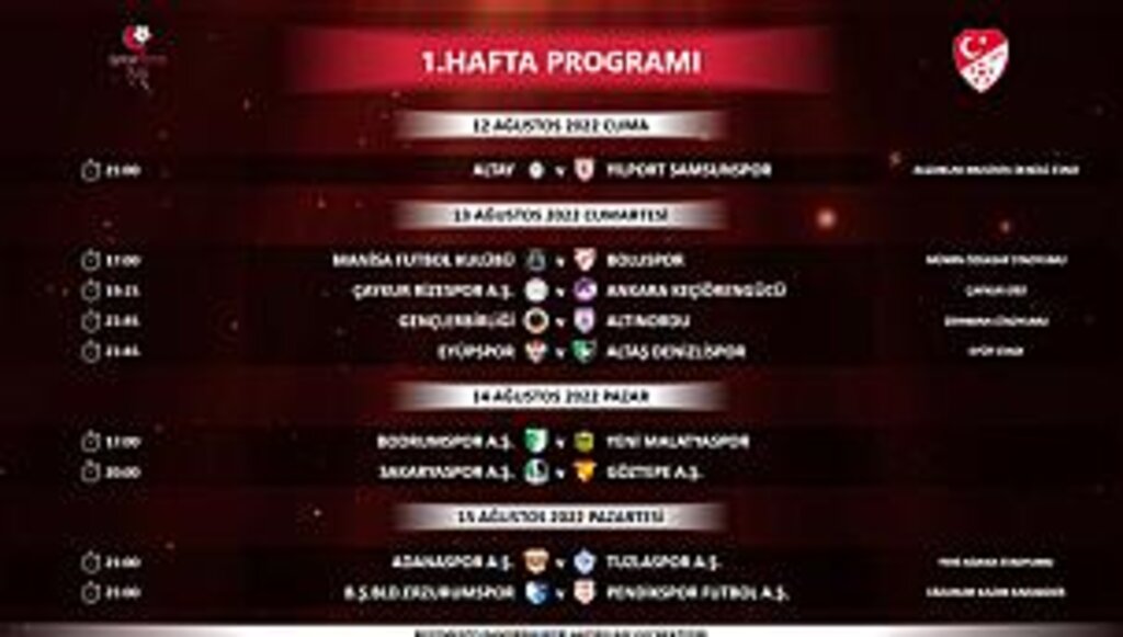 Spor Toto 1. Lig Altay-Yılport Samsunspor maçı ile açılacak