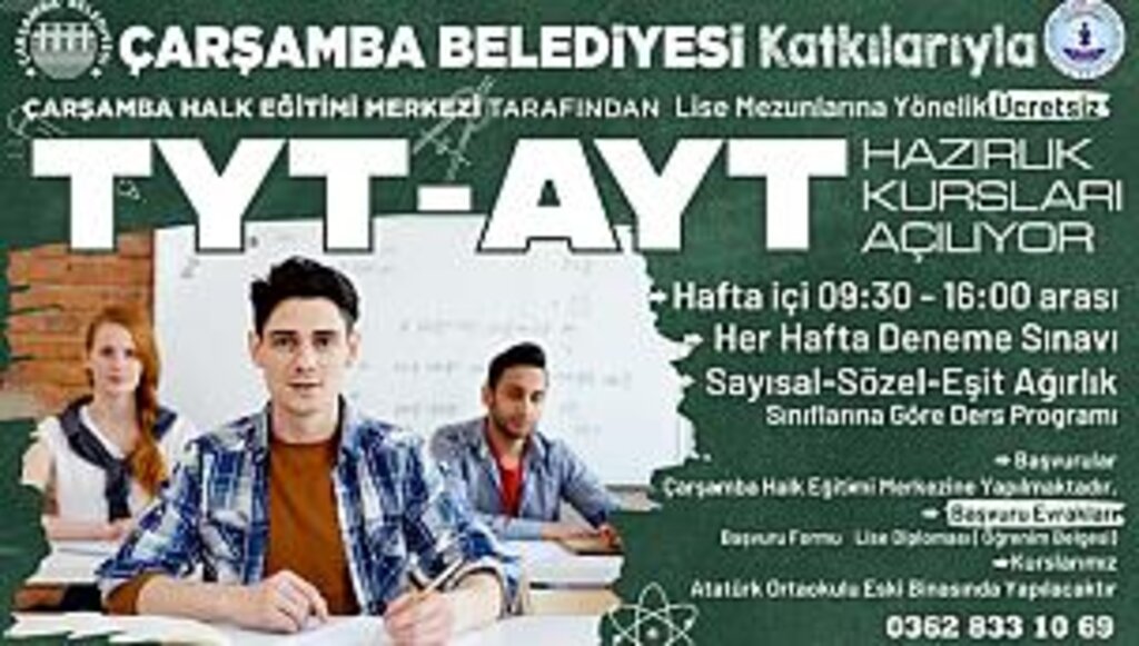 ÇARŞAMBA BELEDİYESİNDEN ÜCRETSİZ ÜNİVERSİTEYE HAZIRLIK KURSU