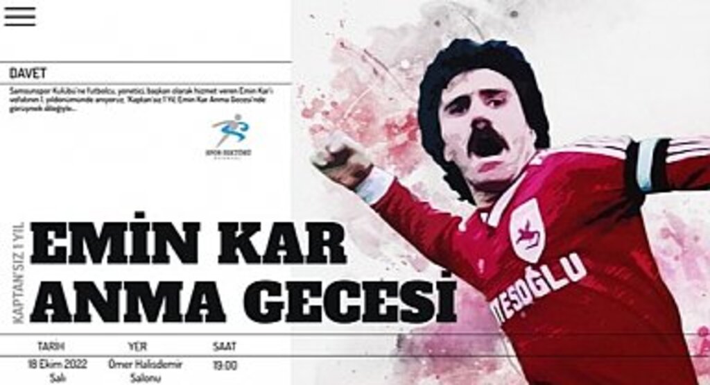 Samsunspor'un Efsane Kaptanı Emin Kar İçin Anma Gecesi Düzenleniyor