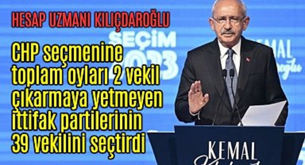 CHP seçmenine toplam oyu 2 vekil çıkarmaya yetmeyen partilerin 39 vekilini seçtirdi