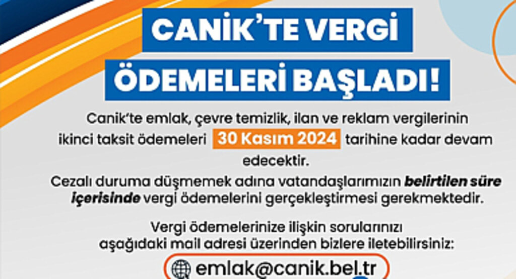 Canik Belediyesinden Vergi Mükelleflerine Çağrı