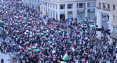 Washington'da basın organlarına Gazze protestosu