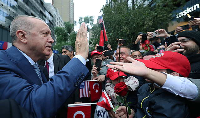 Cumhurbaşkanı Erdoğan'a BM Genel Kurulu için gittiği New York'da coşkulu karşılama